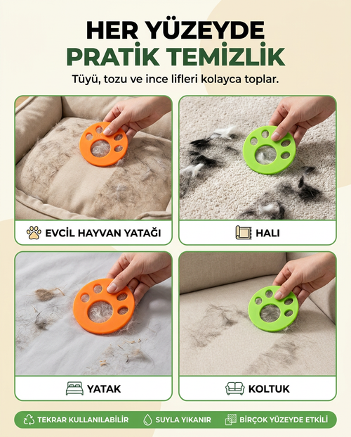 FurMag™ Mıknatıslı Tüy ve Toz Toplayıcı 4'lü Set