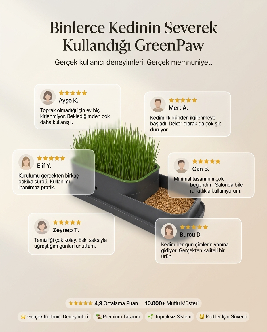 CatGarden™  Topraksız Kedi Çimi Yetiştirme Seti / 5 Paket Tohum hediye