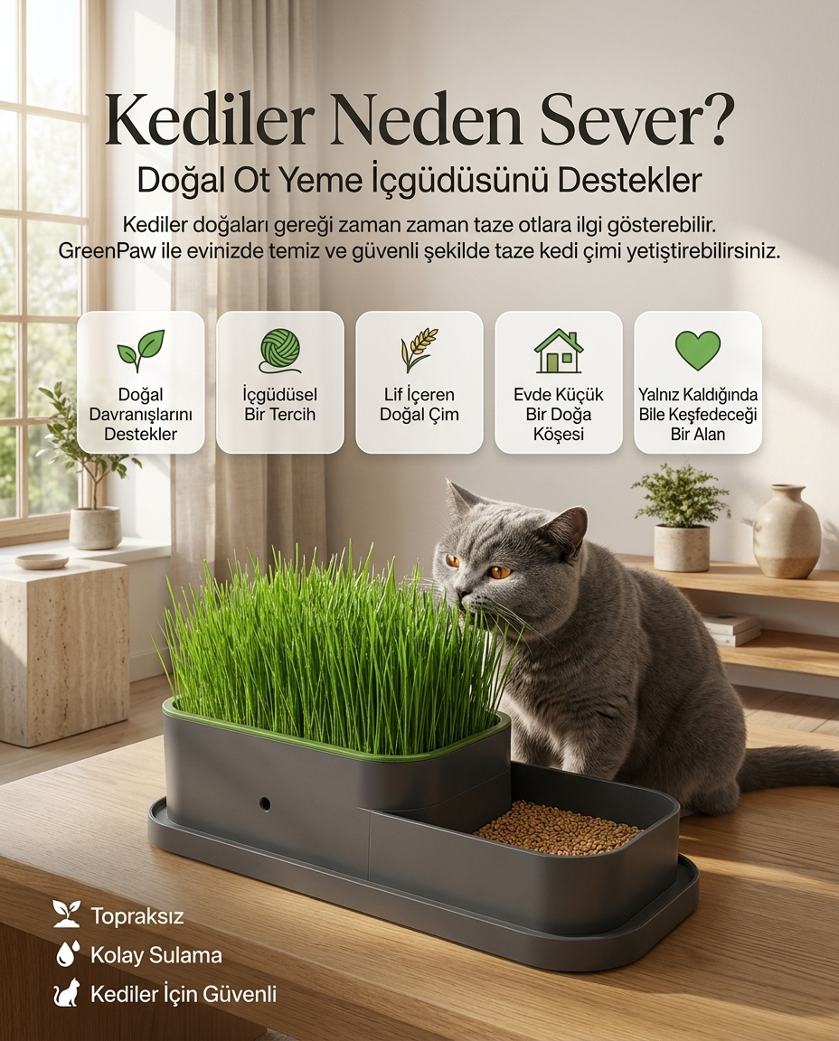 CatGarden™  Topraksız Kedi Çimi Yetiştirme Seti / 5 Paket Tohum hediye
